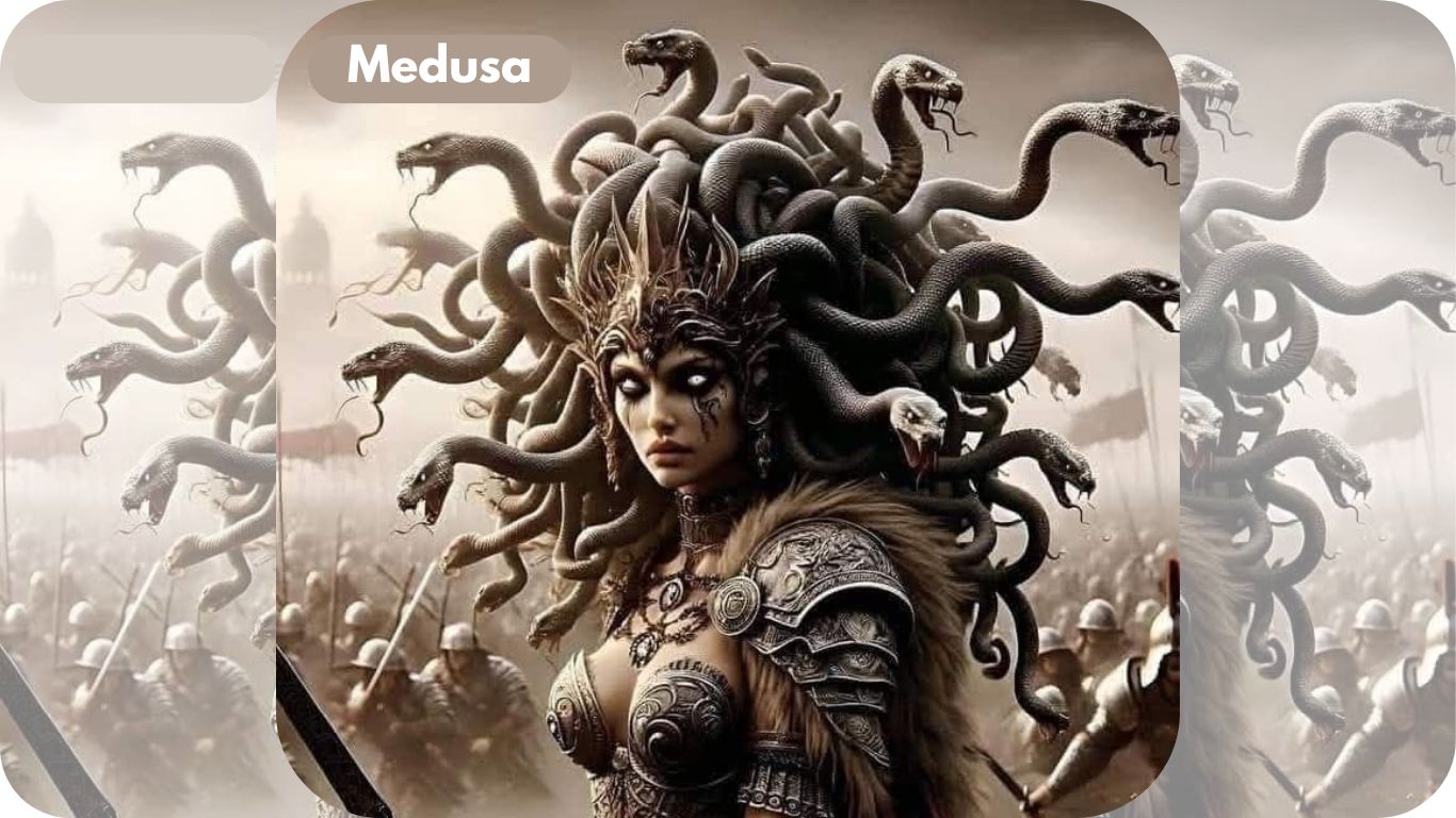 Medusa with snakes on her head
